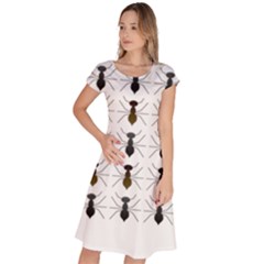 Ant Insect Pattern Cartoon Ants Classic Short Sleeve Dress by Ravend