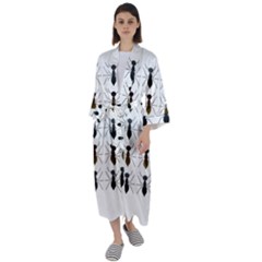 Ant Insect Pattern Cartoon Ants Maxi Satin Kimono by Ravend