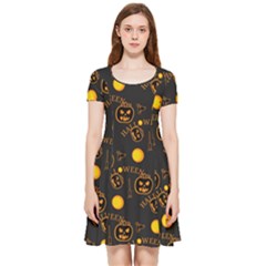 Halloween Background Pattern Inside Out Cap Sleeve Dress by Ravend