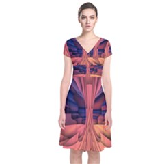 Pattern Colorful Background Abstarct Short Sleeve Front Wrap Dress by Ravend