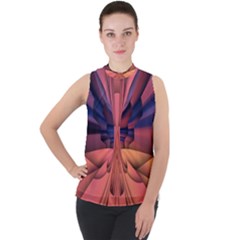 Pattern Colorful Background Abstarct Mock Neck Chiffon Sleeveless Top by Ravend