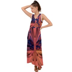 Pattern Colorful Background Abstarct V-neck Chiffon Maxi Dress by Ravend