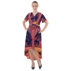 Pattern Colorful Background Abstarct Front Wrap High Low Dress by Ravend