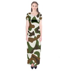 Camouflage Print Pattern Short Sleeve Maxi Dress by Ravend