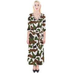 Camouflage Print Pattern Quarter Sleeve Wrap Maxi Dress by Ravend