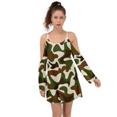 Camouflage Print Pattern Kimono Sleeves Boho Dress by Ravend