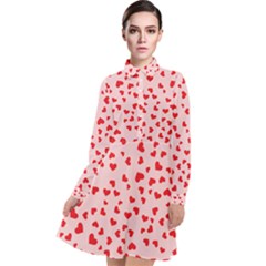 Hearts Valentine Heart Pattern Long Sleeve Chiffon Shirt Dress by Ravend