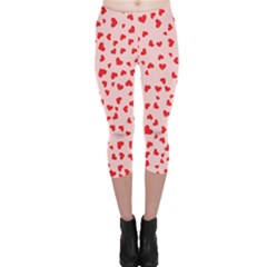 Hearts Valentine Heart Pattern Capri Leggings  by Ravend