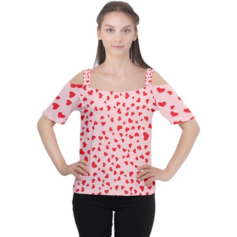 Hearts Valentine Heart Pattern Cutout Shoulder Tee by Ravend