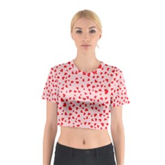 Hearts Valentine Heart Pattern Cotton Crop Top by Ravend