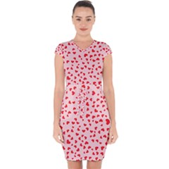 Hearts Valentine Heart Pattern Capsleeve Drawstring Dress  by Ravend