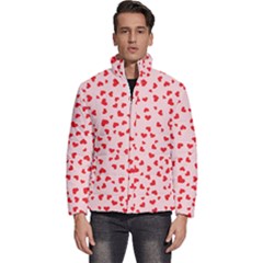 Hearts Valentine Heart Pattern Men s Puffer Bubble Jacket Coat by Ravend