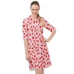 Hearts Valentine Heart Pattern Long Sleeve Mini Shirt Dress by Ravend