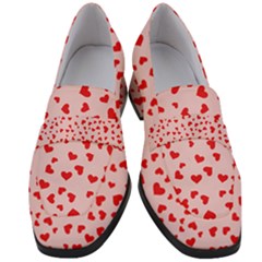 Hearts Valentine Heart Pattern Women s Chunky Heel Loafers by Ravend