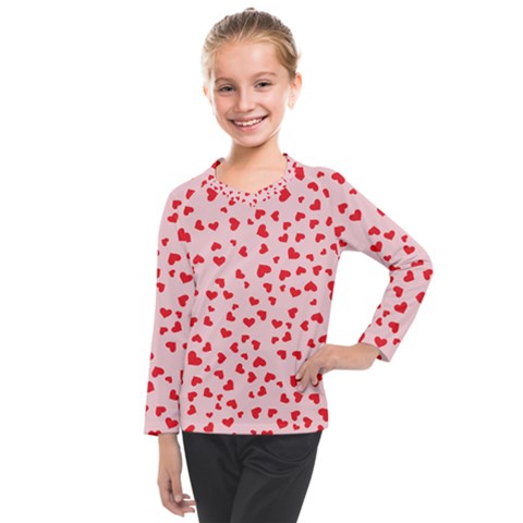 Hearts Valentine Heart Pattern Kids  Long Mesh Tee by Ravend