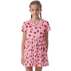 Hearts Valentine Heart Pattern Kids  Asymmetric Collar Dress by Ravend