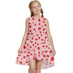 Hearts Valentine Heart Pattern Kids  Frill Swing Dress by Ravend