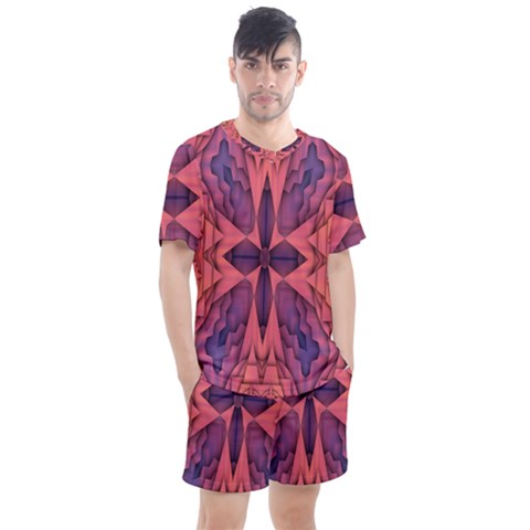 Pattern Colorful Background Men s Mesh Tee And Shorts Set by Ravend