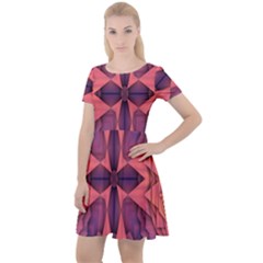 Pattern Colorful Background Cap Sleeve Velour Dress 