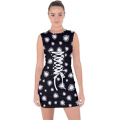 Pattern Girly Diamond Princess Lace Up Front Bodycon Dress by Ravend