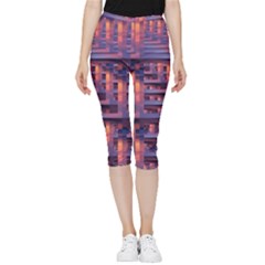 Abstract Pattern Colorful Background Inside Out Lightweight Velour Capri Leggings 