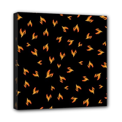 Pattern Flame Black Background Mini Canvas 8  X 8  (stretched) by Ravend