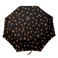 Pattern Flame Black Background Folding Umbrellas by Ravend