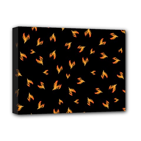 Pattern Flame Black Background Deluxe Canvas 16  X 12  (stretched)  by Ravend