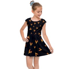 Pattern Flame Black Background Kids  Cap Sleeve Dress by Ravend