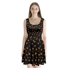 Pattern Flame Black Background Split Back Mini Dress  by Ravend