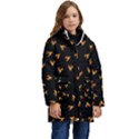 Pattern Flame Black Background Kid s Hooded Longline Puffer Jacket View1