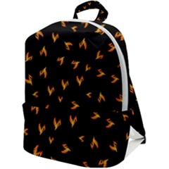 Pattern Flame Black Background Zip Up Backpack by Ravend