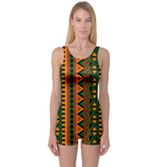 African Pattern Texture One Piece Boyleg Swimsuit by Ravend