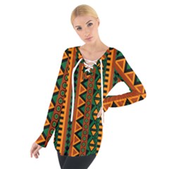 African Pattern Texture Tie Up Tee by Ravend