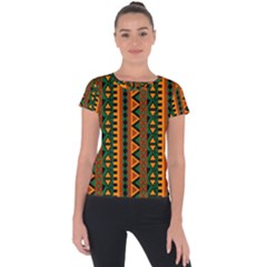 African Pattern Texture Short Sleeve Sports Top  by Ravend