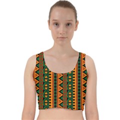 African Pattern Texture Velvet Racer Back Crop Top by Ravend