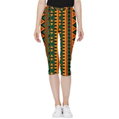 African Pattern Texture Inside Out Lightweight Velour Capri Leggings 