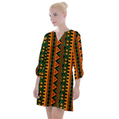 African Pattern Texture Open Neck Shift Dress by Ravend