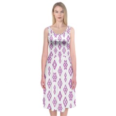 Geometric Pattern Purple Pattern Midi Sleeveless Dress by Ravend