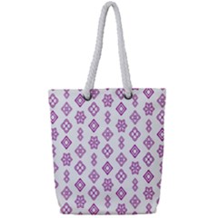 Geometric Pattern Purple Pattern Full Print Rope Handle Tote (small) by Ravend