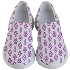 Geometric Pattern Purple Pattern Kids Lightweight Slip Ons by Ravend