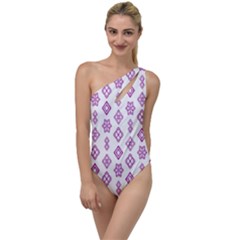 Geometric Pattern Purple Pattern To One Side Swimsuit by Ravend