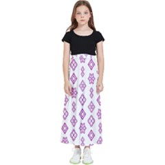 Geometric Pattern Purple Pattern Kids  Flared Maxi Skirt by Ravend