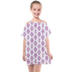 Geometric Pattern Purple Pattern Kids  One Piece Chiffon Dress by Ravend