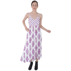 Geometric Pattern Purple Pattern Tie Back Maxi Dress by Ravend