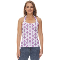 Geometric Pattern Purple Pattern Basic Halter Top by Ravend