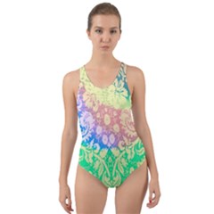 Hippie Fabric Background Tie Dye Cut-out Back One Piece Swimsuit by Ravend