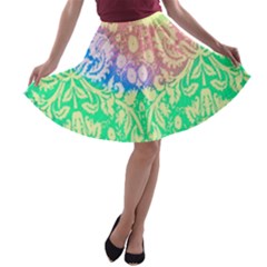 Hippie Fabric Background Tie Dye A-line Skater Skirt by Ravend