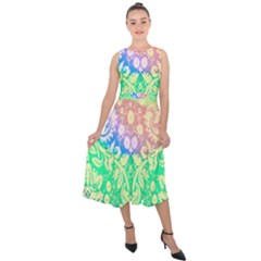 Hippie Fabric Background Tie Dye Midi Tie-back Chiffon Dress by Ravend