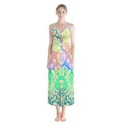 Hippie Fabric Background Tie Dye Button Up Chiffon Maxi Dress by Ravend